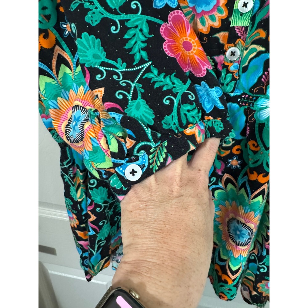 Ulla Popken Tunic Top Women 24/26 Colorful Floral Boho Empire Waist Artsy Summer - Picture 8 of 8